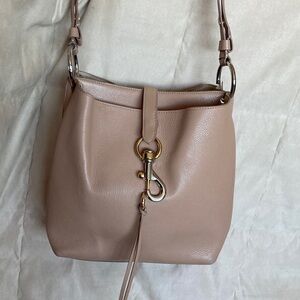 Rebecca Minkoff Pebbled Leather Shoulder Bag in Blush Taupe